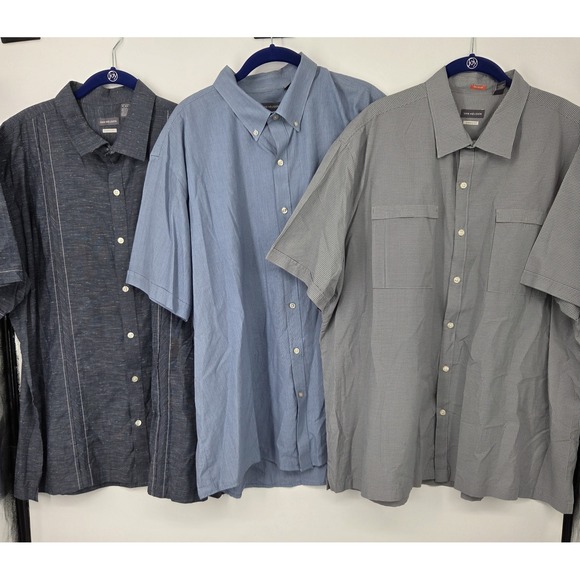 Van Heusen Men's XXL (18-18.5) Classic Fit Short Sleeve Button Up LOT OF 3 - Picture 2 of 13